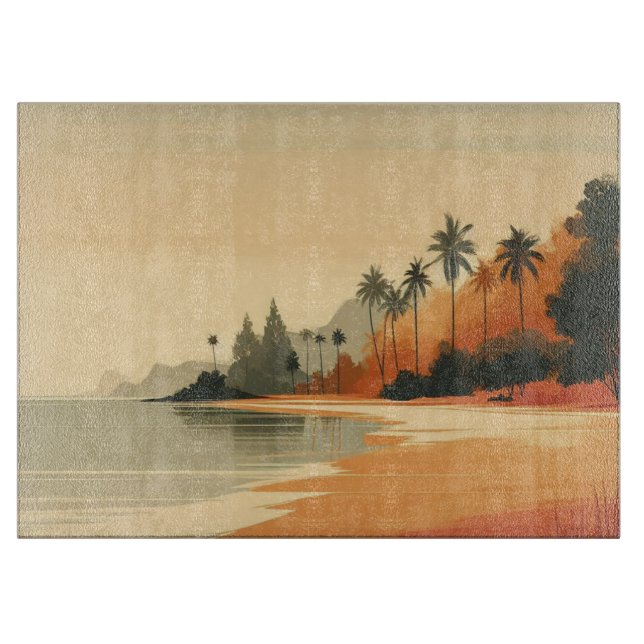 Planche À Découper Plage vintage/rétro/tropicale (Devant)