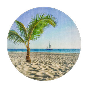 Planche À Découper Plages tropicales   Bateau, Palmier, Aruba