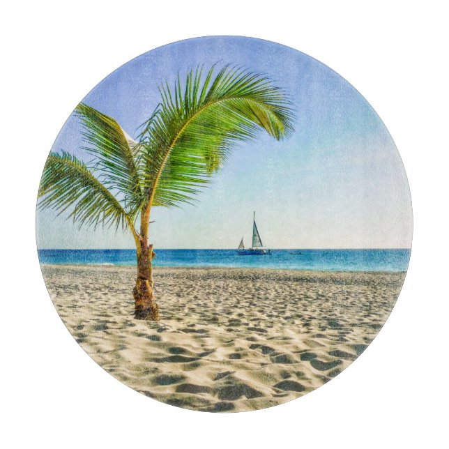 Planche À Découper Plages tropicales | Bateau, Palmier, Aruba (Devant)