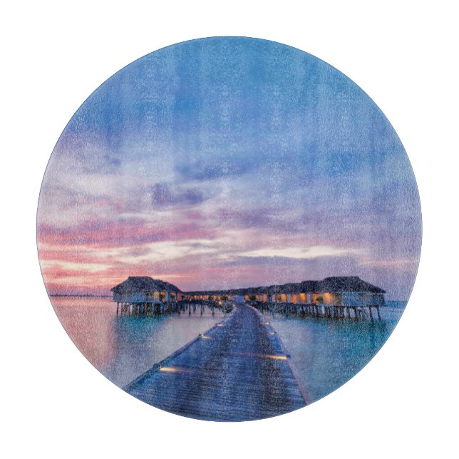 Planche À Découper Plages tropicales | Bungalows Maldives (Devant)