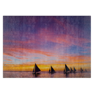 Planche À Découper Plages tropicales Sunset Sailboats, Phillipines