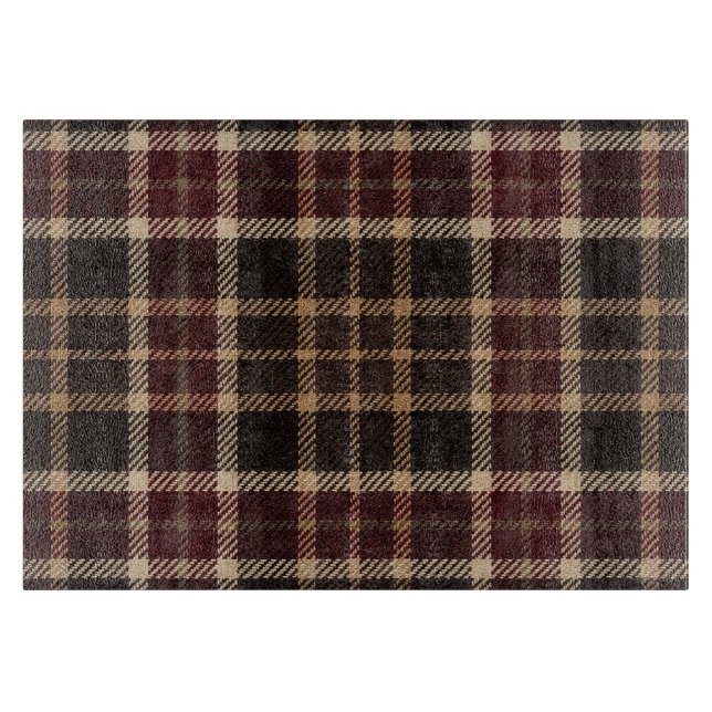 Planche À Découper Plaids d'automne marron châtaigne et burgundy pour (Devant)