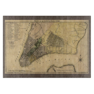 Planche À Découper Plan vintage de New York, 1789, restauré
