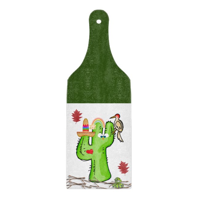 Planche À Découper Planche à verre Cactus d'oiseaux (Devant)