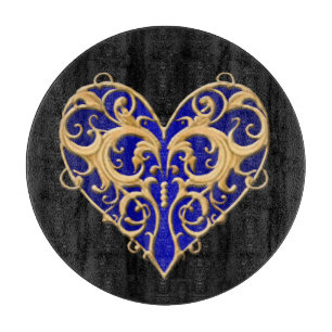 Planche À Découper Planche de découpe Coeur Filigree Bleu