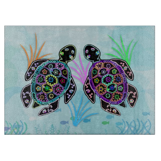 Planche À Découper Planche de découpe de la tortue de mer de mosaïque (Devant)