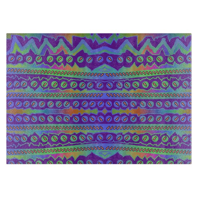 Planche À Découper Planche de découpe géométrique bleu violet (Devant)