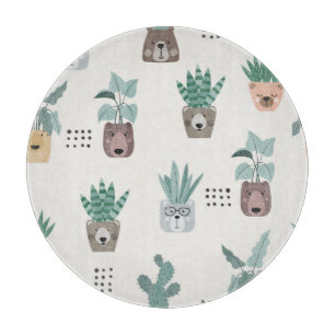 Planche À Découper Plantes de dessin : Visage d'ours sans couture