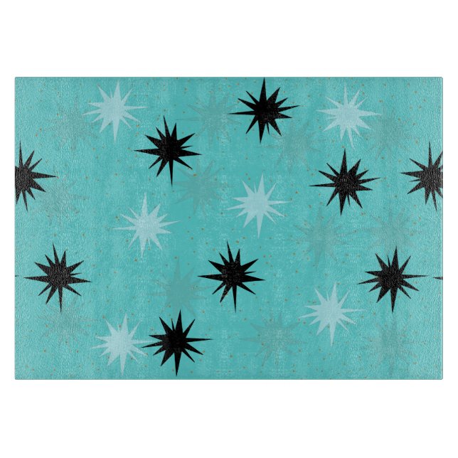Planche À Découper Plaque de coupe en verre turquoise atomique (Devant)