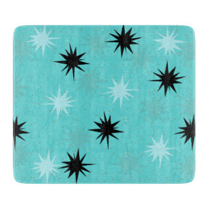 Planche À Découper Plaque de coupe en verre turquoise atomique