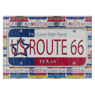 Planche À Découper Plaque minéralogique du Texas de l'itinéraire 66