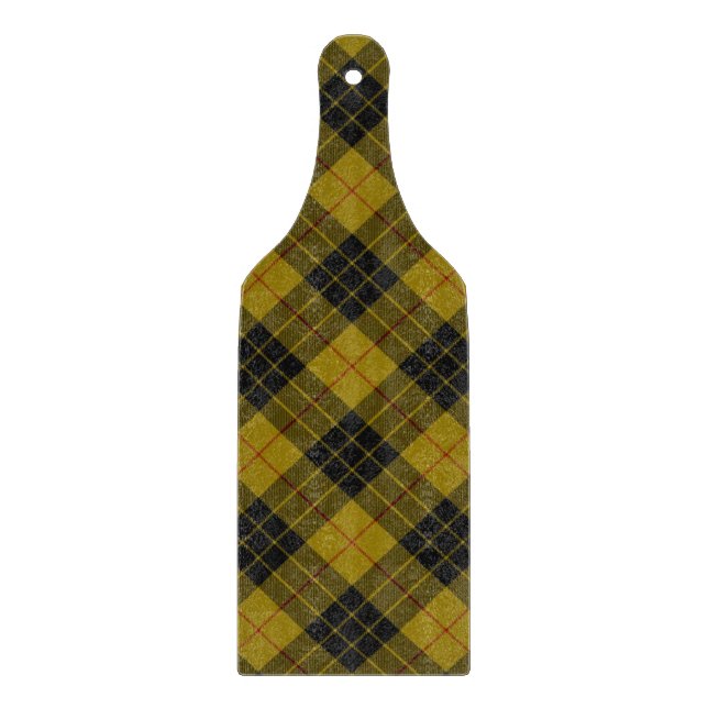 Planche À Découper Plaque noire jaune tartan MacLeod (Devant)