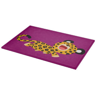 Planche À Découper Plat Cartoon Facétieux Léopard Coupe