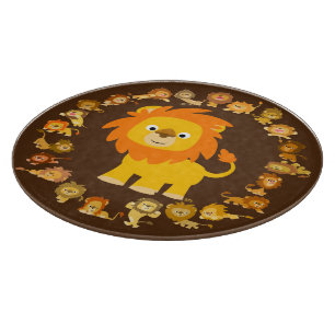 Planche À Découper Plat Cartoon Lion Mandala
