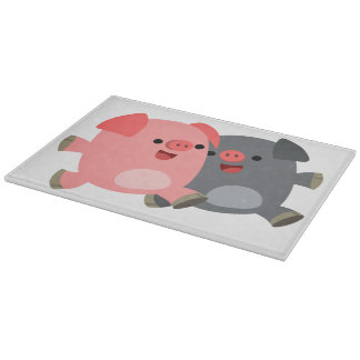 Planche À Découper Plat noir et blanc Cartoon Pigs Cutboard
