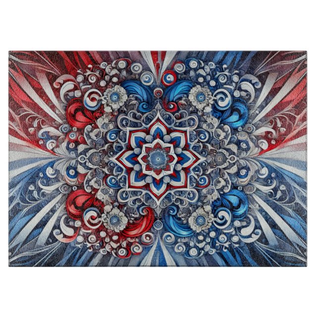 Planche À Découper Plateau de coupe en verre avec couleurs françaises (Devant)