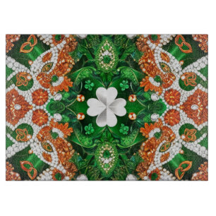 Planche À Découper Plateau de coupe en verre avec couleurs irlandaise