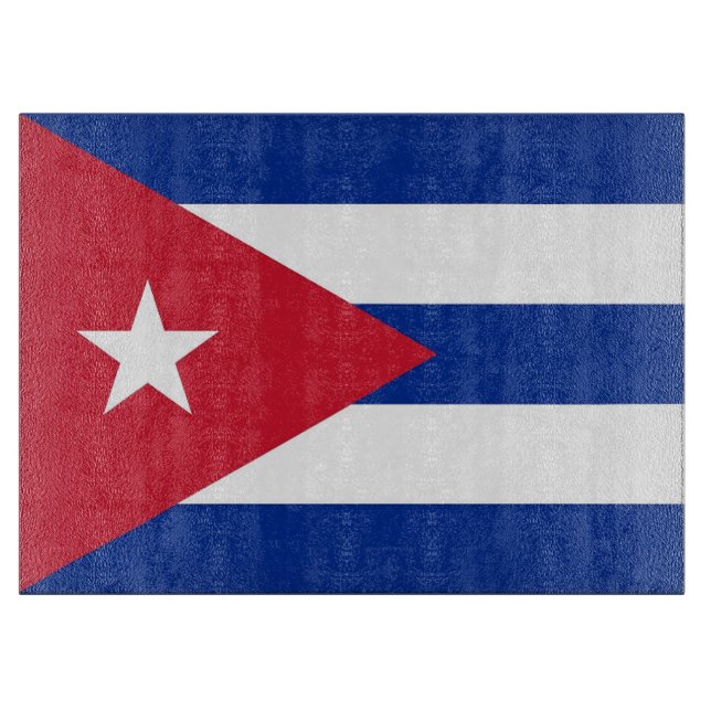 Planche À Découper Plateau de coupe en verre avec Drapeau de Cuba (Devant)