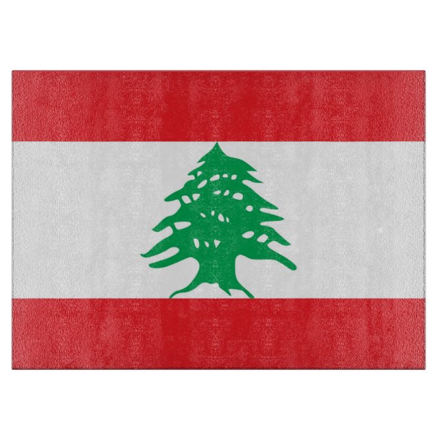 Planche À Découper Plateau de coupe en verre avec Drapeau du Liban (Devant)