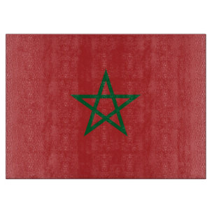Planche À Découper Plateau de coupe en verre avec Drapeau du Maroc