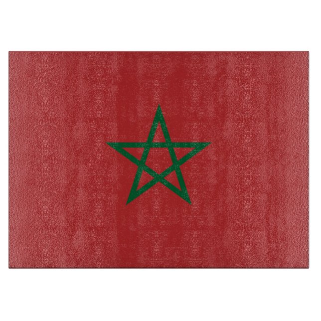 Planche À Découper Plateau de coupe en verre avec Drapeau du Maroc (Devant)