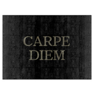 Planche À Découper Plateau de coupe en verre noir Carpe Diem