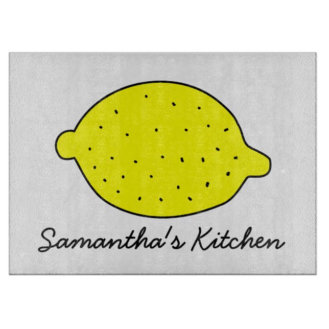 Planche À Découper Plateau de coupe en verre personnalisé au citron j (Devant)