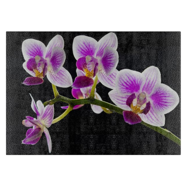 Planche À Découper Plateau de découpe d'orchidées blanches et violett (Devant)