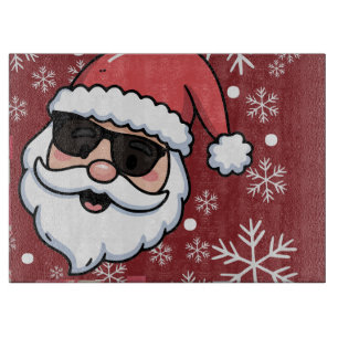 Planche À Découper Plateau de service de Noël Cool Retro Santa