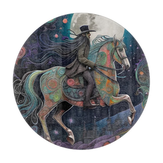 Planche À Découper Pleine lune Halloween Horseback Rider (Devant)