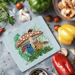 Planche À Découper Pluie de champignons de la famille de la chouette