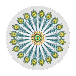 Planche À Découper Plumes de paon cercle