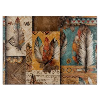 Planche À Découper Plumes tribales du sud-ouest aztèque
