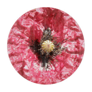 Planche À Découper Plutôt REd Pavot Fleur Macro Verre Découpe