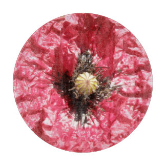 Planche À Découper Plutôt REd Pavot Fleur Macro Verre Découpe