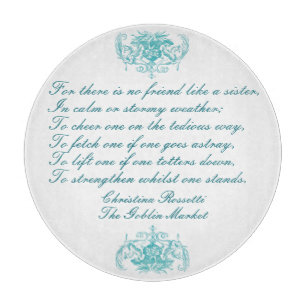 Planche À Découper Poème Soeur De Christina Rossetti Turquoise Bleu