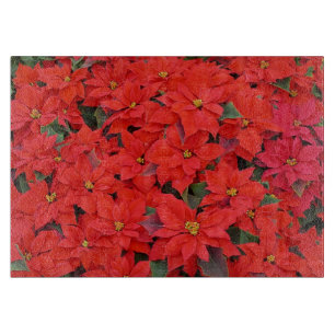 Planche À Découper Poinsettias Rouges I Photo Florale de Vacances de