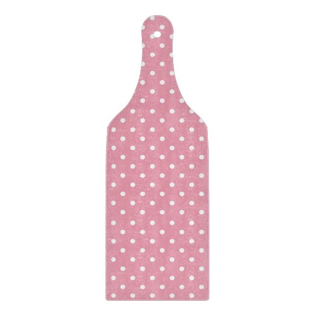 Planche À Découper Points polka sur fond rose (Devant)