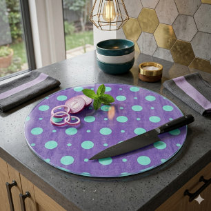 Planche À Découper Points sarcelles sur verre décoratif violet