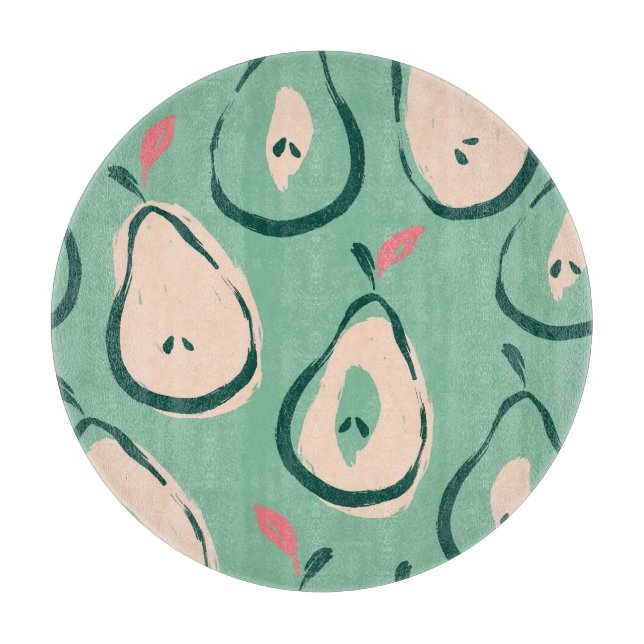 Planche À Découper Poires d'été : motif de fruits frais. (Devant)