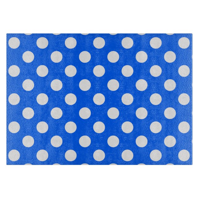 Planche À Découper Pois blancs sur bleu royal (Devant)