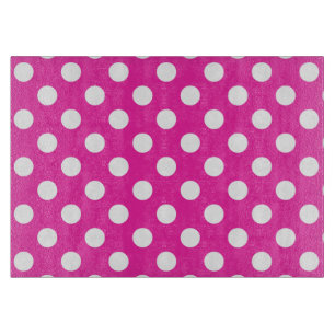 Planche À Découper Pois blancs sur fuchsia