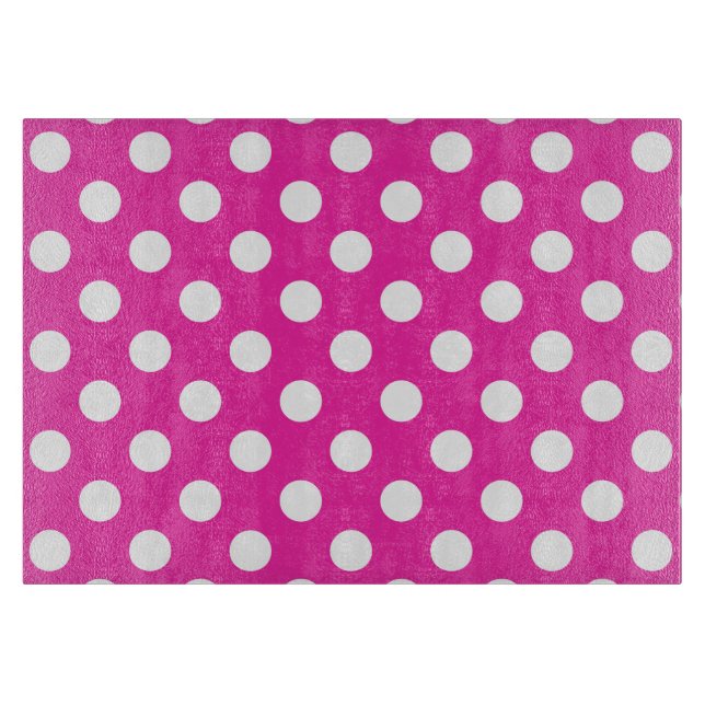 Planche À Découper Pois blancs sur fuchsia (Devant)