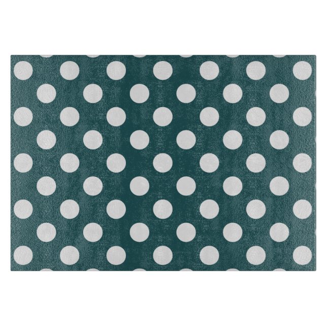 Planche À Découper Pois blancs sur turquoise (Devant)