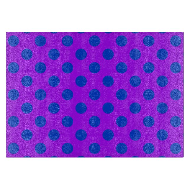 Planche À Découper Pois bleus sur violet (Devant)