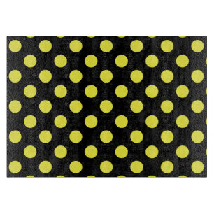 Planche À Découper Pois jaunes sur fond noir