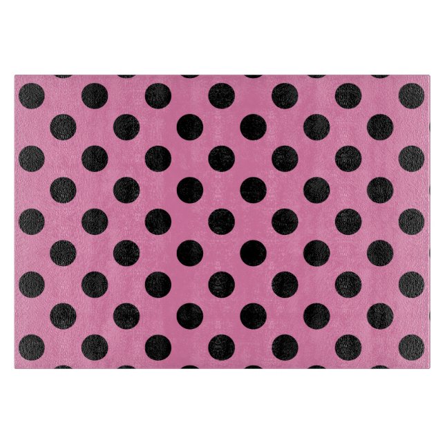 Planche À Découper Pois noirs en rose (Devant)