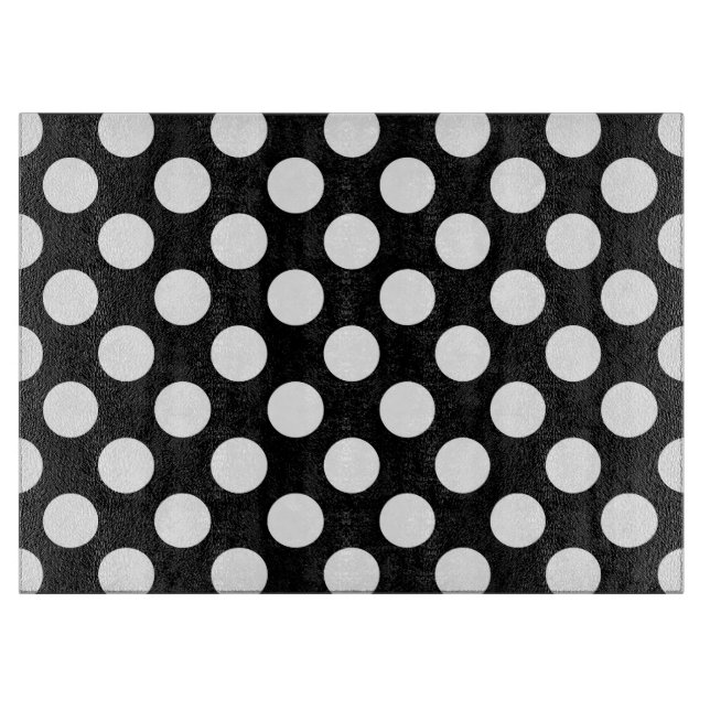 Planche À Découper Pois noirs et blancs, Motif Polka (Devant)
