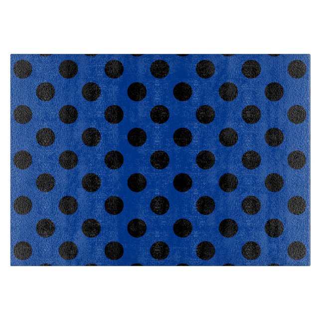 Planche À Découper Pois noirs sur bleu royal (Devant)