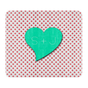 Planche À Découper Pois roses de corail - Monogramme par Shirley Tayl